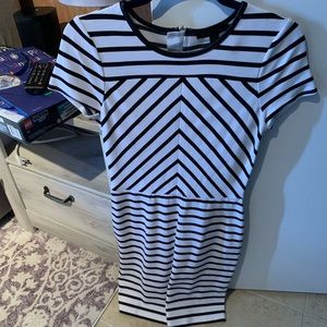 Black and white striped dress